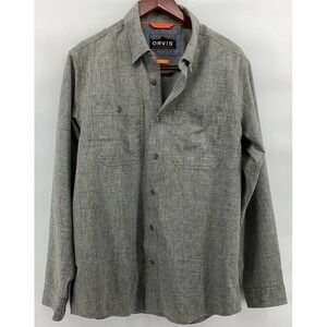 Orvis Gray Active Fit Long Sleeve Button Front Shirt Mens Size M Outdoors